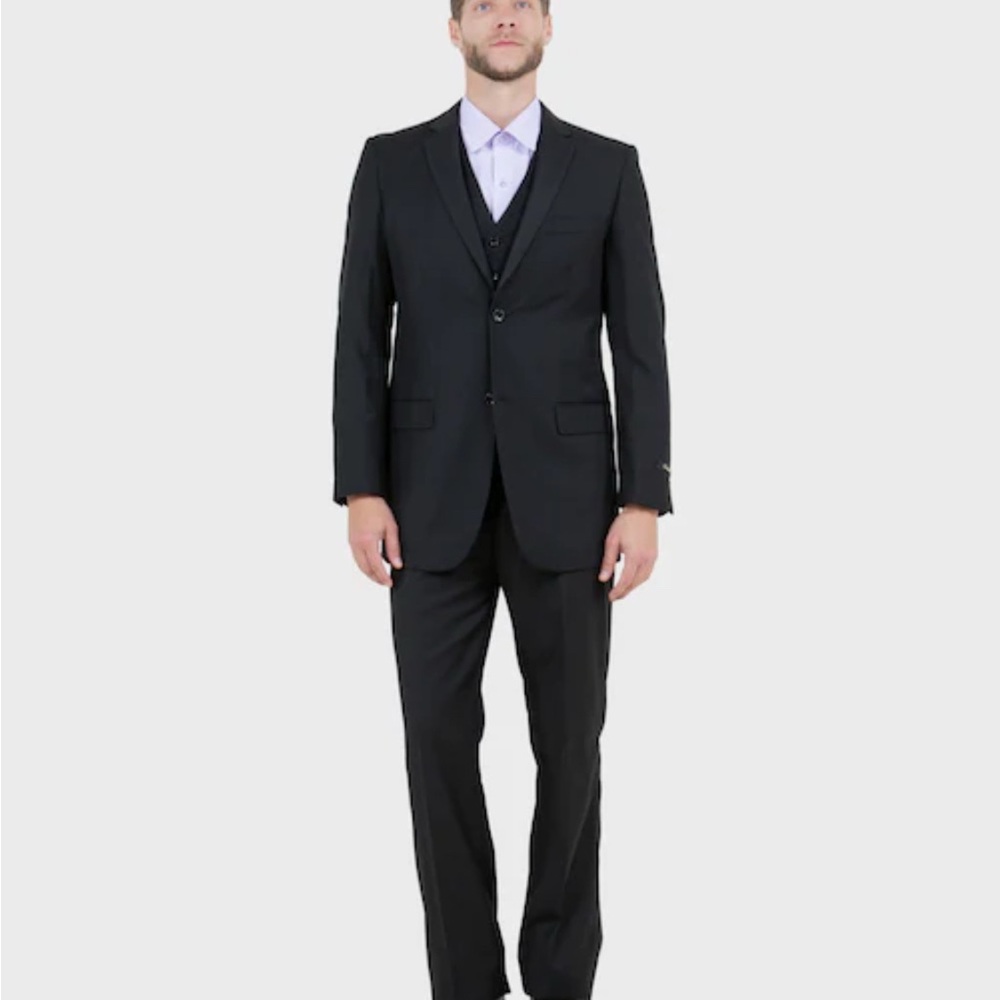 Men's Black modern fit 3 piece suit 44R